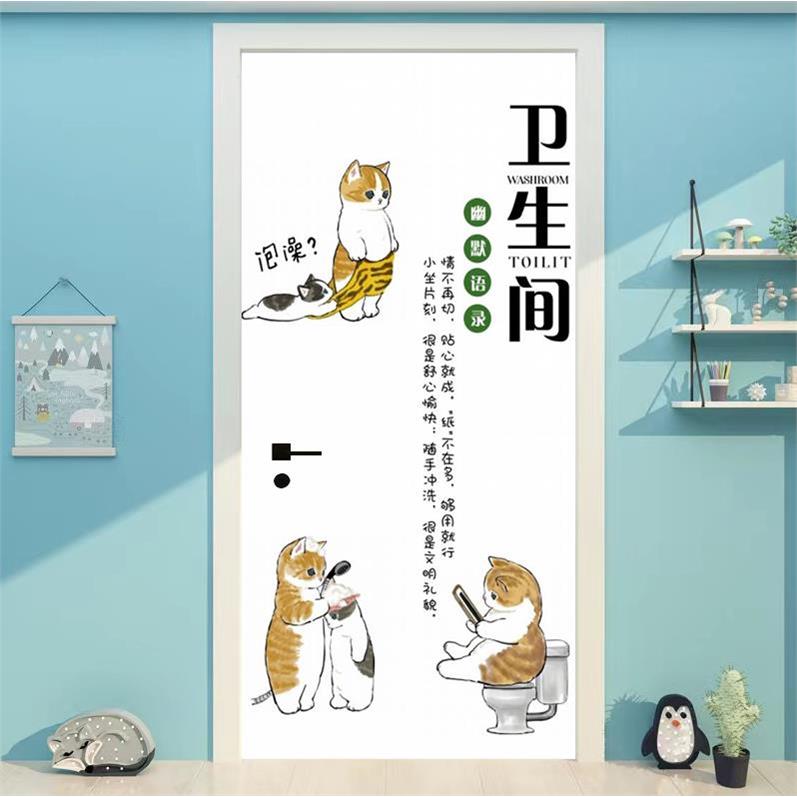 猫咪图案装饰画化妆室门