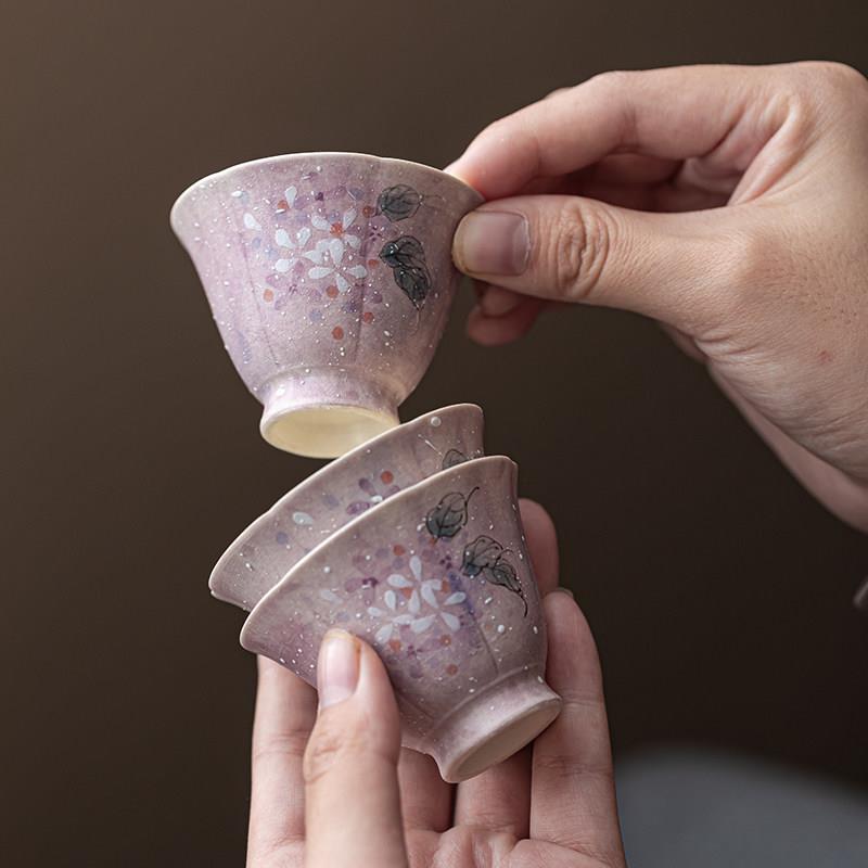 绣球花陶瓷茶杯高颜值主