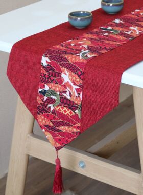 吾家婚品中式结婚礼婚庆桌布艺茶席喜庆红色桌旗喜字茶几装饰1