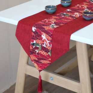 吾家婚品中式结婚礼婚庆桌布艺茶席喜庆红色桌旗喜字茶几装饰1