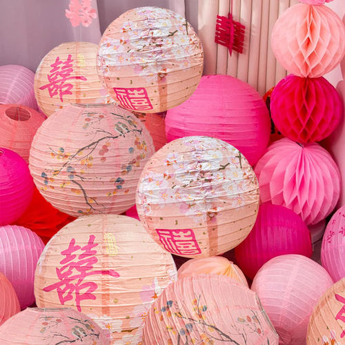 吾家婚品品新款中式印花灯笼挂饰