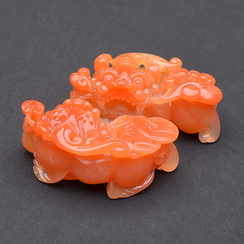 云南龙陵黄龙玉霸王貔貅挂件吊坠玉坠挂坠纯天然a货对件茄子山料