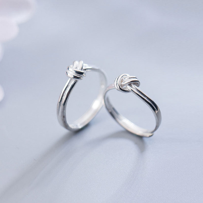 情侣戒指一对纯银对戒男女纪念简约情人结个性小众设计食指潮礼物
