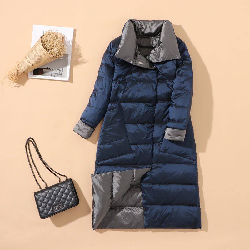 白鸭绒双面穿轻薄羽绒服女中长款过膝两面穿妈妈装胖mm加肥加大码,女装/女士精品,羽绒服,淘宝优惠券,粉丝福利购,淘宝优惠卷