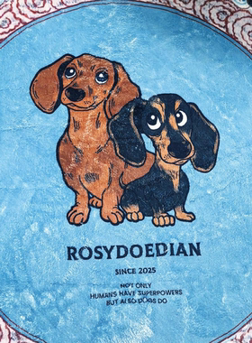 白隙×ROSYDOEDIAN联名款丨敦煌手绘纹样可爱腊肠狗圆形地毯 家用