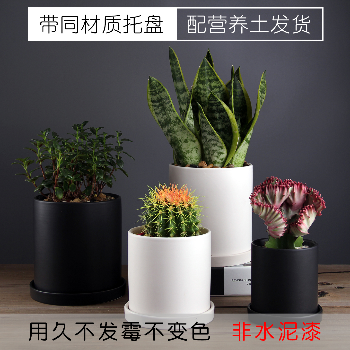 ins北欧风格简约圆柱黑白陶瓷