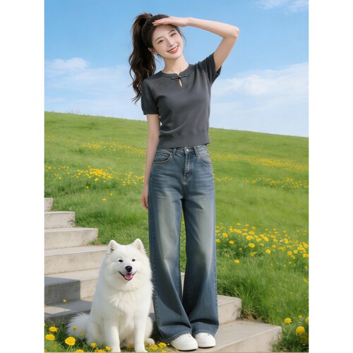 新中式盘扣镂空短袖针织衫女2026夏季高级感显瘦气质小众T恤上衣