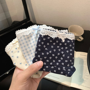 日系A类复古新款内裤女生蕾丝边全棉中腰夏季10A薄款纯棉内裤女