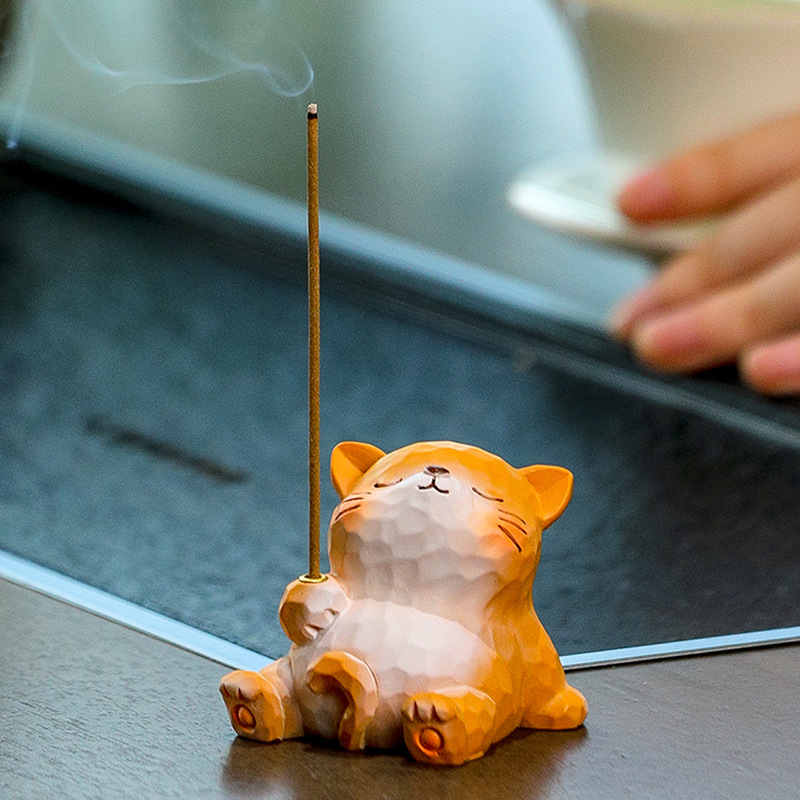 青蛙香插办公桌面创意可爱礼物树脂新款高级感线香茶台装饰摆件