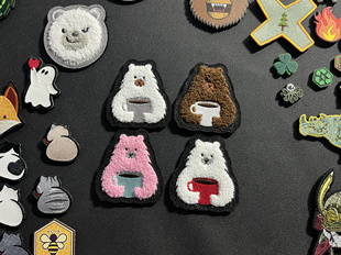 星星精品复创臂章高品万针刺绣魔术贴士气章 咖啡毛毛熊