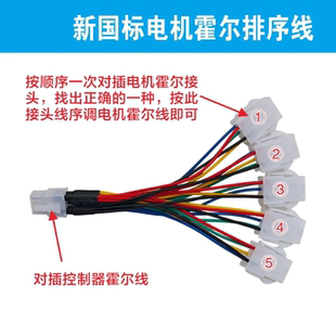 【五种线序】新国标模块控制器一拖五电动车电机霍尔相序排序线