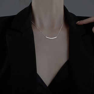 s925纯银弯管项链女2022年新款夏季高级设计感小众轻奢简约锁骨链