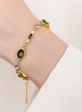 女925银绿野仙踪绿色宝石手链