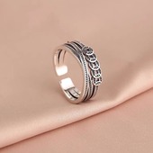 925纯银五帝钱戒指女国潮风ins小众设计复古钱币开口指环招财转运