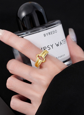 女925银元宝锁扣戒指设计指环