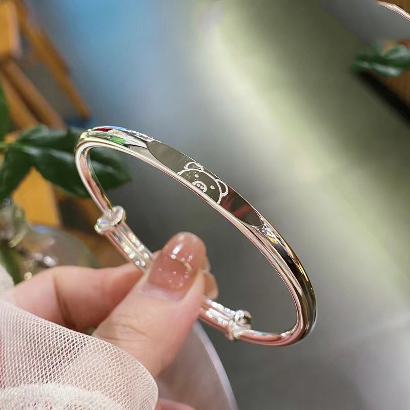 女925银礼物小熊手镯简约百搭