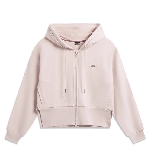 正品李宁开衫连帽卫衣女子宽松开衫连帽春装外套AWDW276-2-1