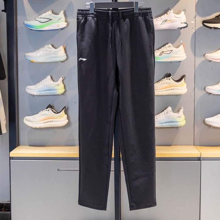 正品李宁男子运动裤2025秋季直筒透气针织裤运动长裤卫裤AKLV897