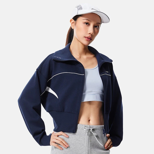 正品李宁卫衣2026春季女子春装外套无帽开衫针织卫衣AWDW416-1-2