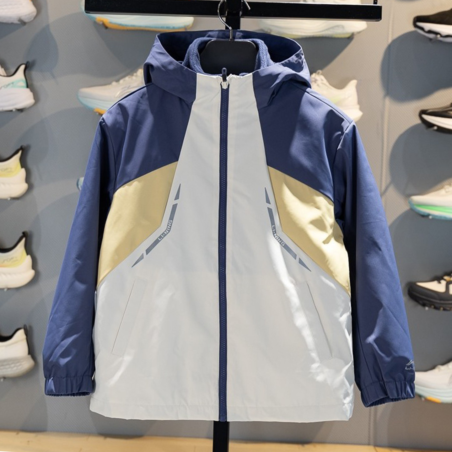 正品李宁三合一冲锋衣男童中大童冬装外套风衣加绒外套YWBV095