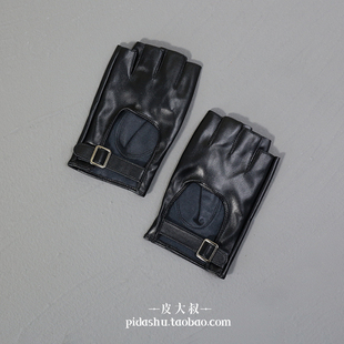 黑洛丽塔朋克少女jk机能原宿暗摇滚蹦迪街舞表演系扣皮质半指手套