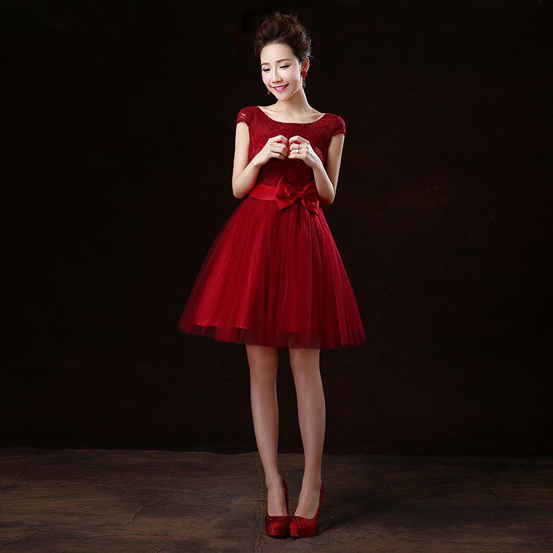 韩版水溶蕾丝小礼服短款大红色伴娘连衣裙新娘结婚婚纱晚礼服长款|ruв категории Женская одежда, Cвадебные платья, платье/вечернее платье - от Buy2taobao.com для оказания профессиональной услуги покупки агента Taobao
