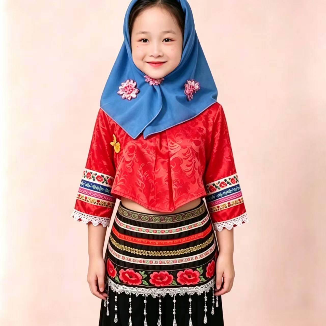 定做惠安女儿童款表演服套装闽南非遗文化传承服饰头巾款惠女