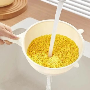 沥水过滤勺洗米筛淘米盆细孔过滤勺厨房家用洗菜盆沥水果篮子F8F