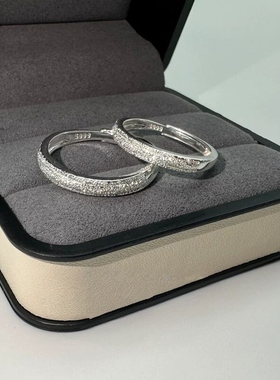 Star Ray伴你同行情侣对戒999纯银开口可调刻字足银素圈戒指一对