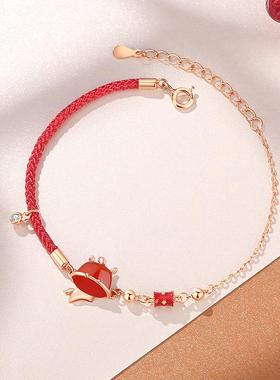 SR原创中国风s925纯银马上转运红玛瑙手链女新中式红色本命年锁骨