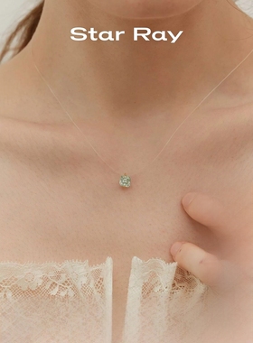 Star Ray蓝色莫桑石项链女性轻奢方形钻石锁骨链2026年限定项链女