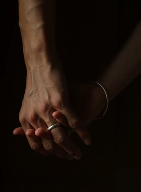 Star Ray「思量」999足银纯银拉丝哑光开口可调节戒指素雅情侣戒