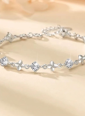 Star RayS999纯银四叶草手链女生2026新款手镯女情人节礼物送女友