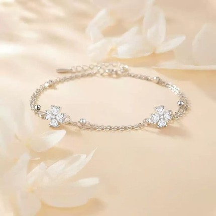 Star RayS999纯银四叶草手链女轻奢小众2026年新款生日礼物送女友