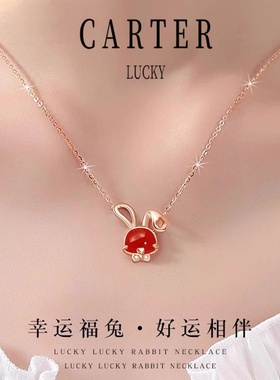 法国999纯银兔子项链锁骨链七夕