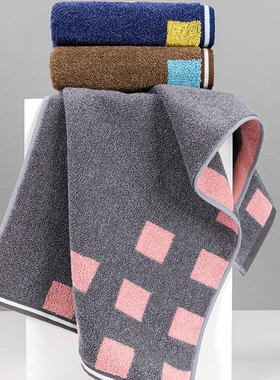 洁玉未来边界毛巾J2059F纯棉长方形格子深色洗脸情侣面巾 74*34