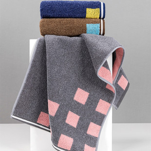洁玉未来边界毛巾J2059F纯棉长方形格子深色洗脸情侣面巾