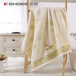 金号全棉浴巾精美提花绣花无捻割绒工艺纯棉加大情侣浴巾G3457WH