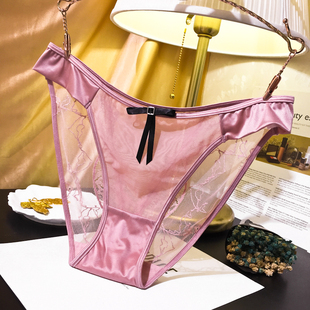 量版释放青春法式高级感丝滑缎面内裤女蝴蝶结镂空低腰三角裤