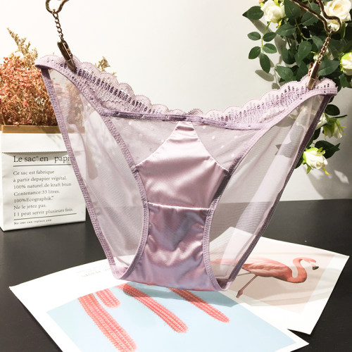 欧美女士蕾丝网纱钻饰低腰三角裤