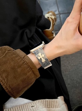 IAMYEE克罗芯丹宁磁吸表带适用applewatc456SES7S8S9S10iwatchS11