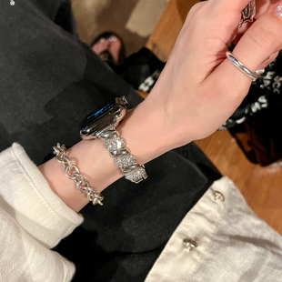 金属表带适用applewatch56789SES7S8S9S10iwatch IAMYEE可颂设计款