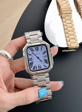 IAMYEE表带不锈钢哑光男女适用AppleWatch苹果手表67S9S8S10S11代