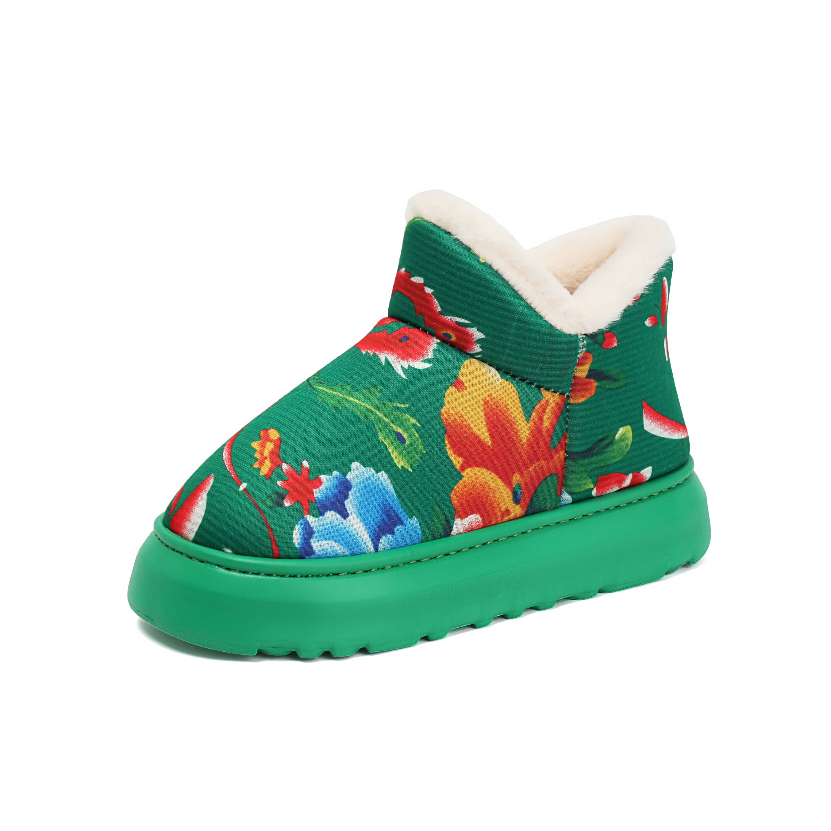 东北大花棉拖包跟时尚休闲百搭厚底踩屎感毛绒绒冬季居家棉鞋女鞋