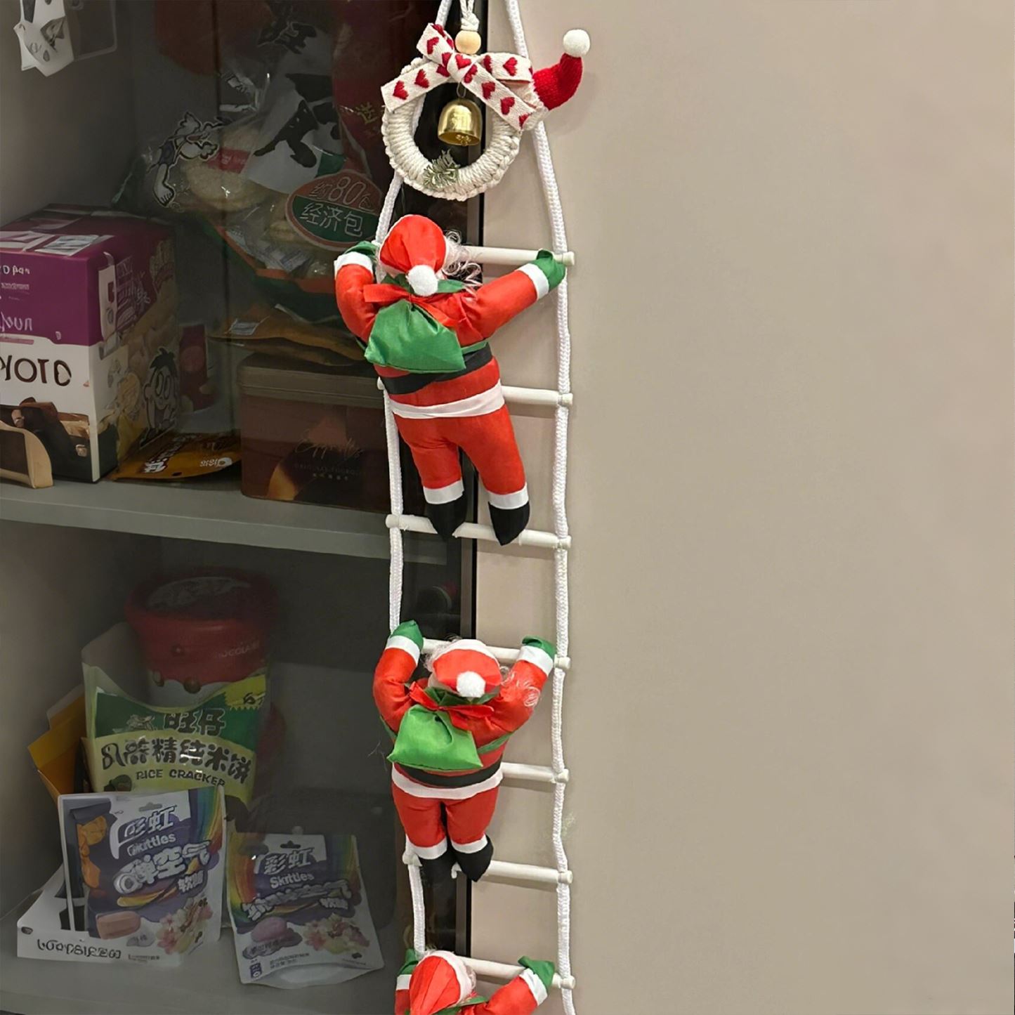 圣诞老人爬梯吊饰圣诞节装饰品店铺橱窗挂饰场景布置圣诞树小挂件