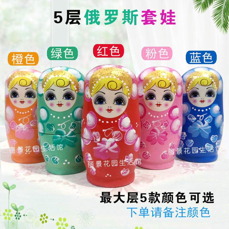 5层俄罗斯套娃实木手绘