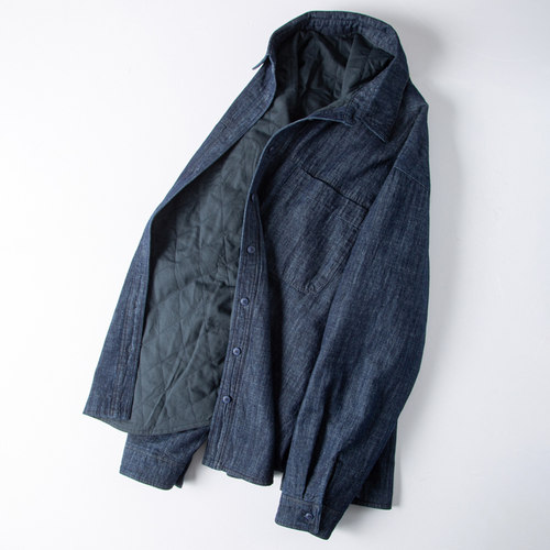 夹棉薄棉服全棉牛仔衬衫外套女冬