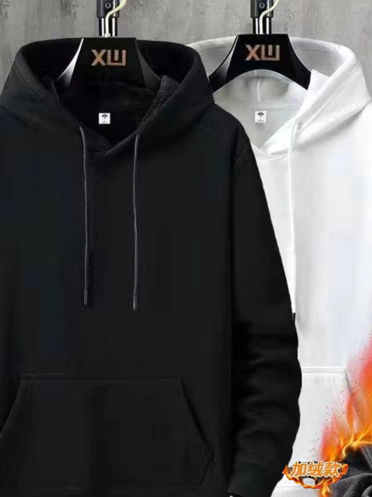 가을 겨울 후드 티셔츠 남성 솔리드 컬러 벨벳 웜 탑 다목적 청소년 느슨한 대형 까마귀 스포츠 자켓