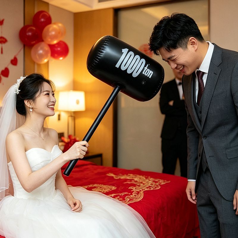 搞怪婚礼堵门惩罚大小号充气锤子千吨锤敲打玩具大千吨锤气球活动
