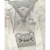 设计感秋冬修身 车日时 猫咪毛衣露肩海军领上衣亚萌裙裤